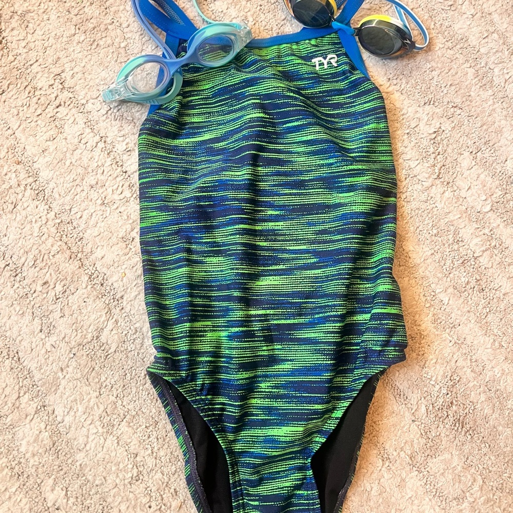 TYR  Swimsuit One Piece - Navy and Lime